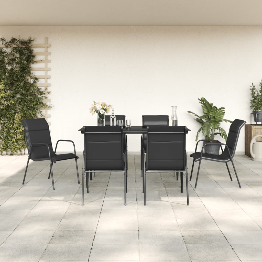 7-delige Tuinset textileen en staal zwart is nu te koop bij PeponiXL, paradijselijk wonen!