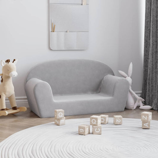 Kinderbank 2-zits zacht pluche lichtgrijs is nu te koop bij PeponiXL, paradijselijk wonen!