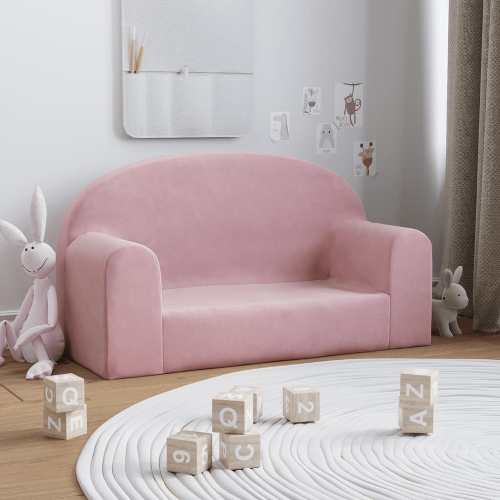 Kinderbank 2-zits zacht pluche roze is nu te koop bij PeponiXL, paradijselijk wonen!