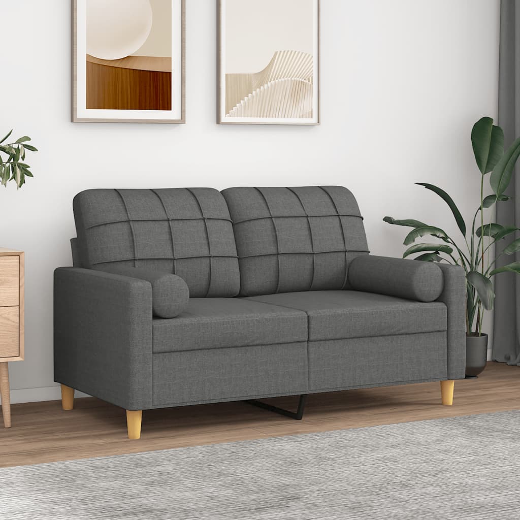 Tweezitsbank met sierkussens 120 cm stof donkergrijs is nu te koop bij PeponiXL, paradijselijk wonen!