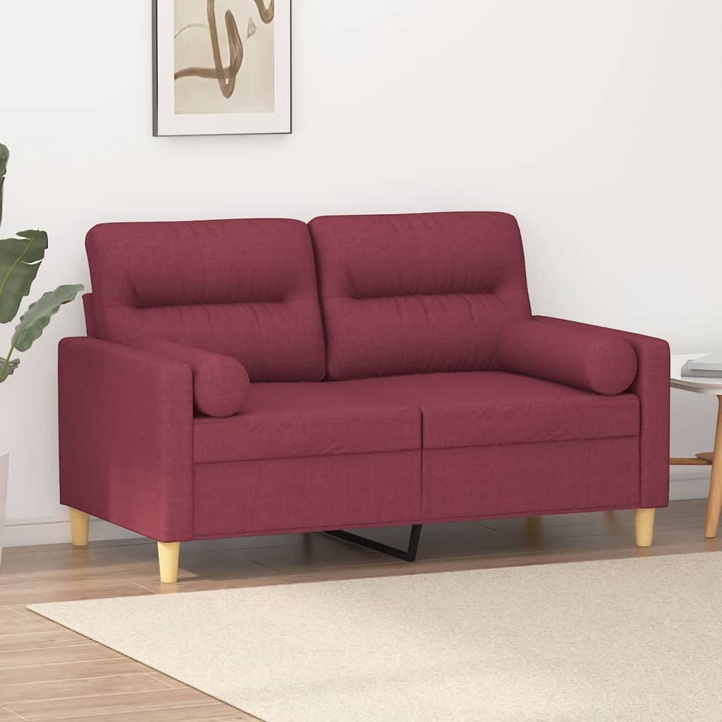 Tweezitsbank met sierkussens 120 cm stof wijnrood is nu te koop bij PeponiXL, paradijselijk wonen!