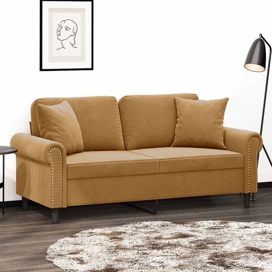 Tweezitsbank met sierkussens 140 cm fluweel bruin is nu te koop bij PeponiXL, paradijselijk wonen!