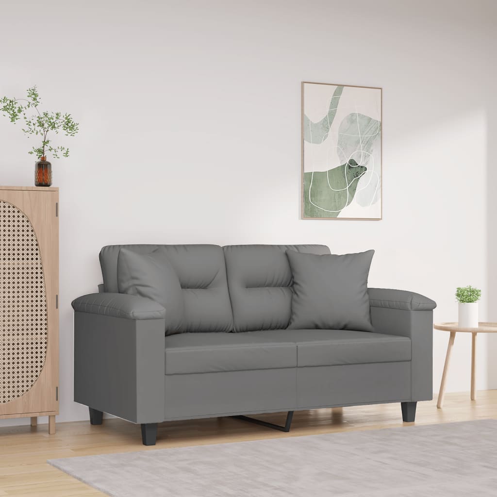 Tweezitsbank met kussens 120 cm microvezelstof donkergrijs is nu te koop bij PeponiXL, paradijselijk wonen!