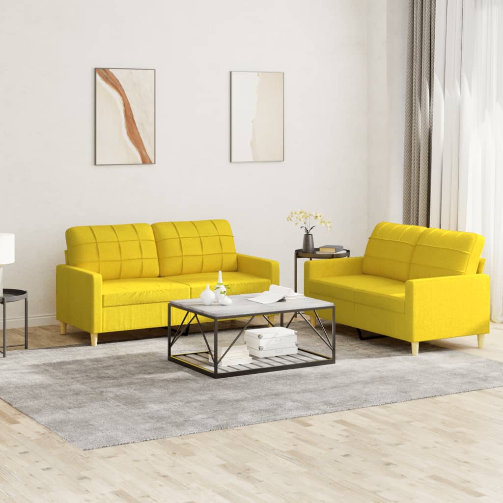 2-delige Loungeset met kussens stof lichtgeel is nu te koop bij PeponiXL, paradijselijk wonen!