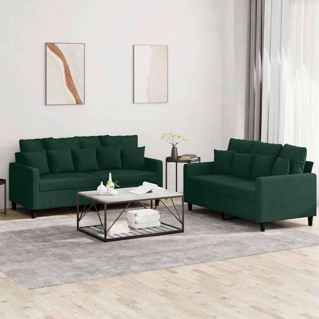 2-delige Loungeset met kussens fluweel donkergroen is nu te koop bij PeponiXL, paradijselijk wonen!