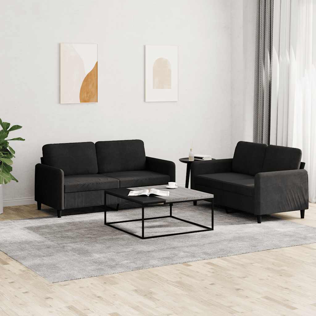 2-delige Loungeset fluweel zwart is nu te koop bij PeponiXL, paradijselijk wonen!