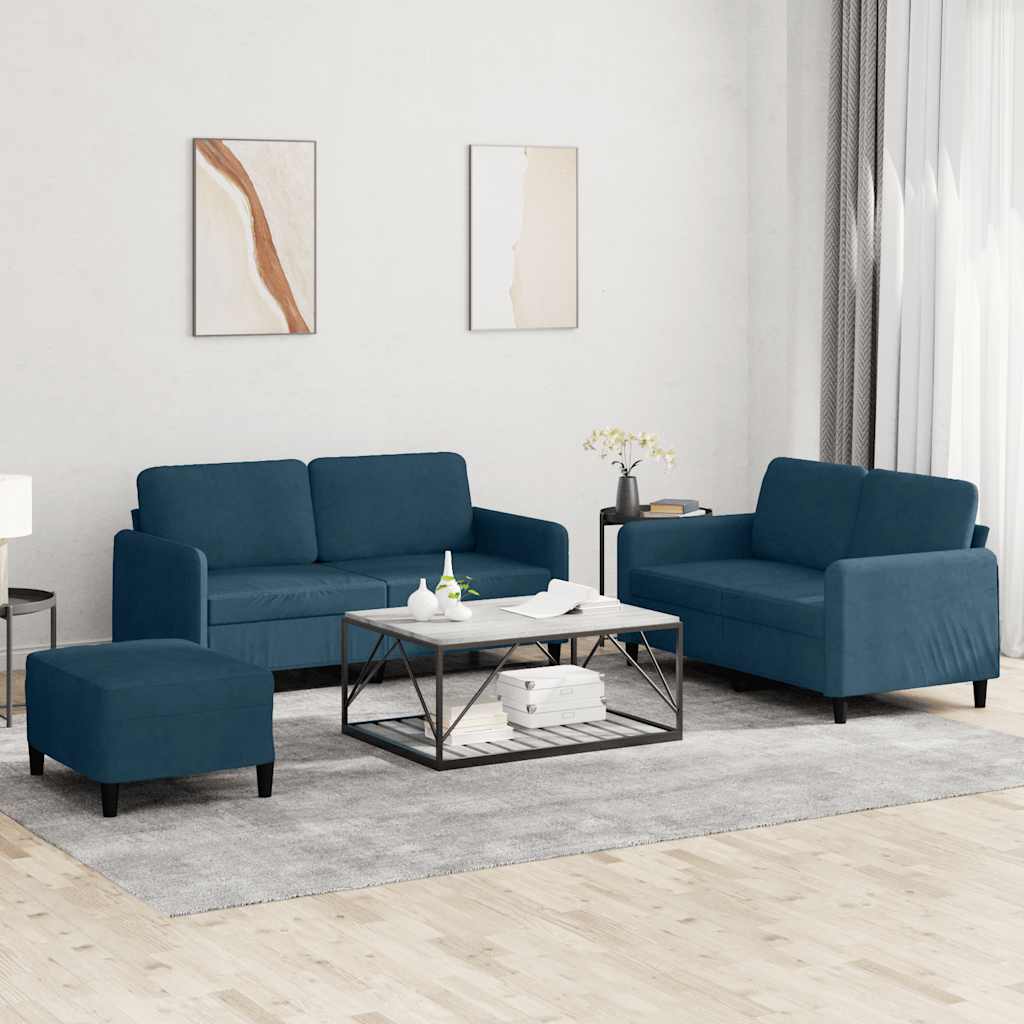 3-delige Loungeset fluweel blauw is nu te koop bij PeponiXL, paradijselijk wonen!