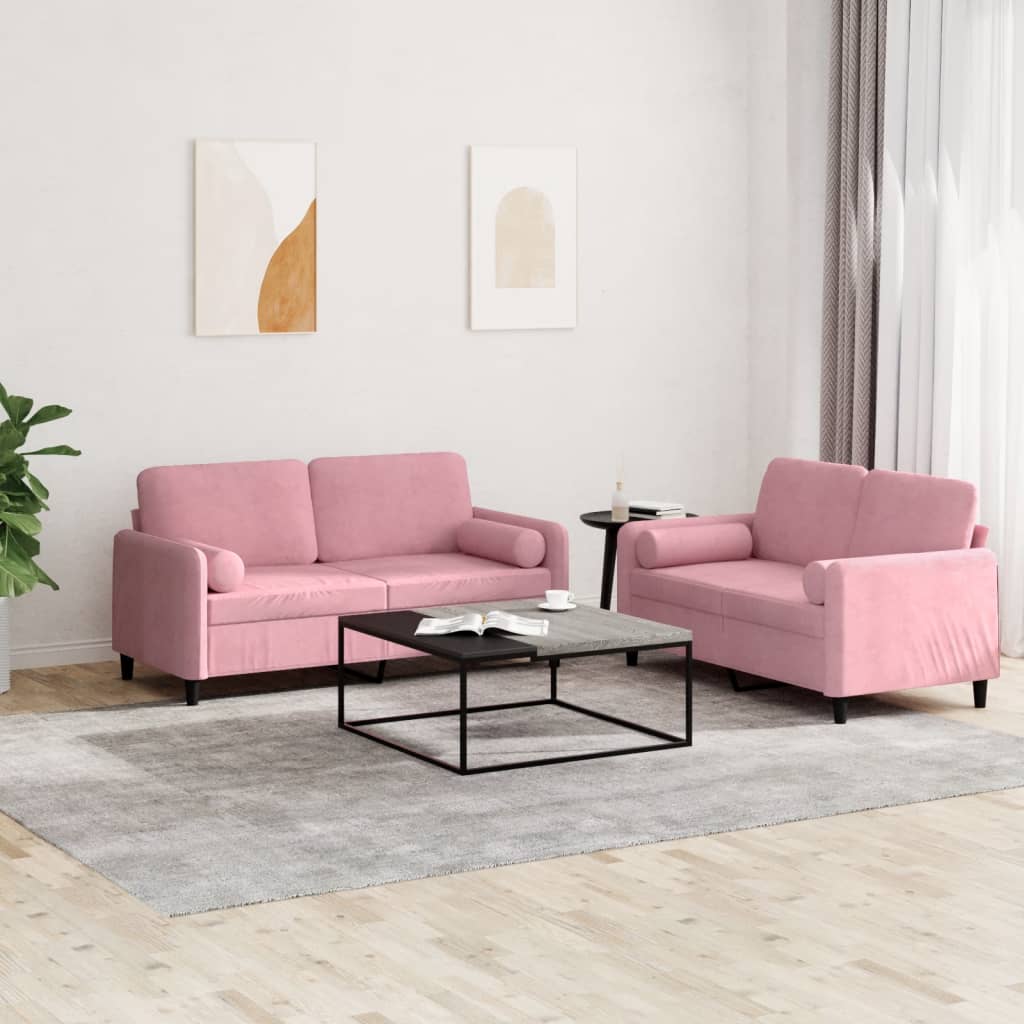2-delige Loungeset met kussens fluweel roze is nu te koop bij PeponiXL, paradijselijk wonen!