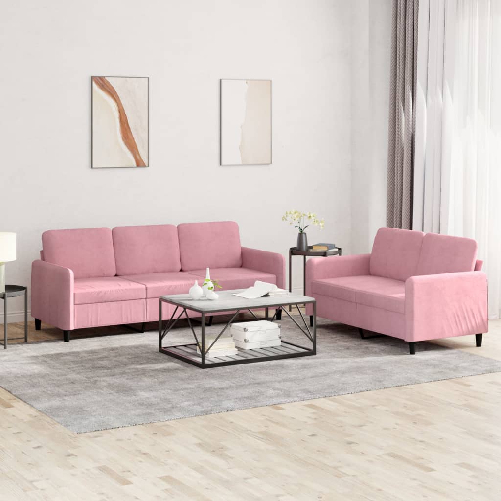 2-delige Loungeset fluweel roze is nu te koop bij PeponiXL, paradijselijk wonen!