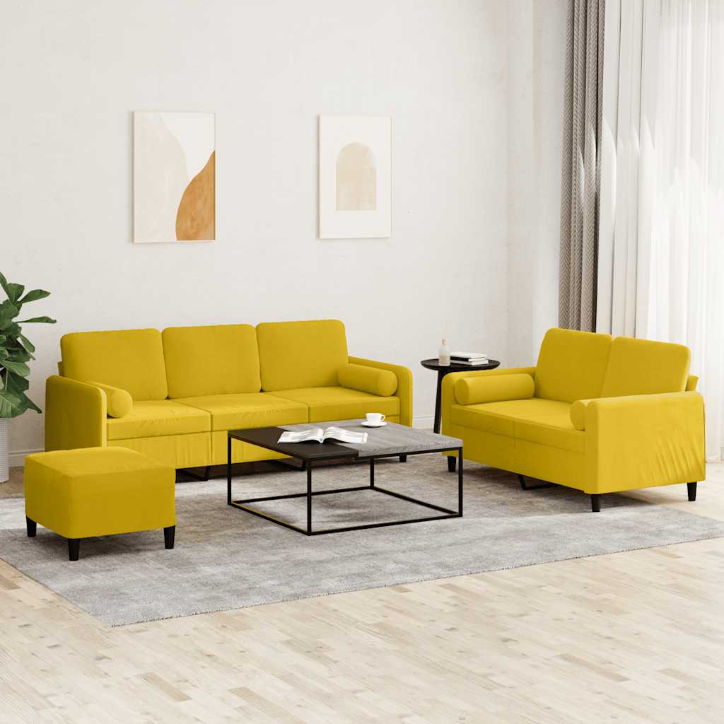 3-delige Loungeset met kussens fluweel geel is nu te koop bij PeponiXL, paradijselijk wonen!