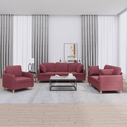 3-delige Loungeset met kussens stof wijnrood is nu te koop bij PeponiXL, paradijselijk wonen!