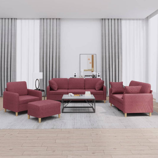 4-delige Loungeset met kussens stof wijnrood is nu te koop bij PeponiXL, paradijselijk wonen!
