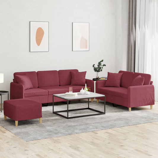 3-delige Loungeset met kussens stof wijnrood is nu te koop bij PeponiXL, paradijselijk wonen!