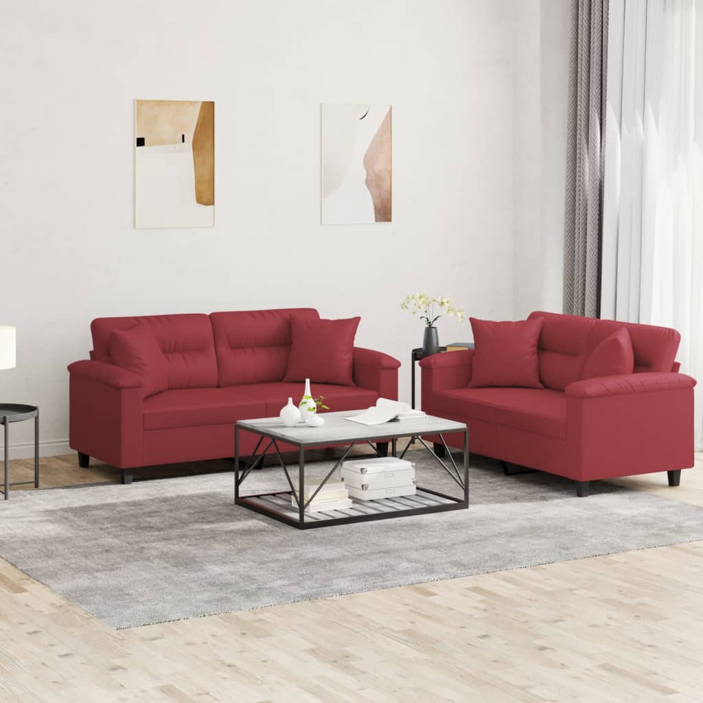 2-delige Loungeset met kussens kunstleer wijnrood is nu te koop bij PeponiXL, paradijselijk wonen!