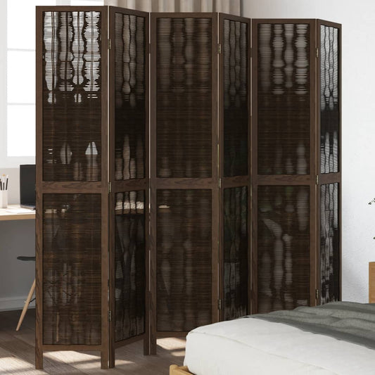 Kamerscherm met 6 panelen massief paulowniahout donkerbruin is nu te koop bij PeponiXL, paradijselijk wonen!