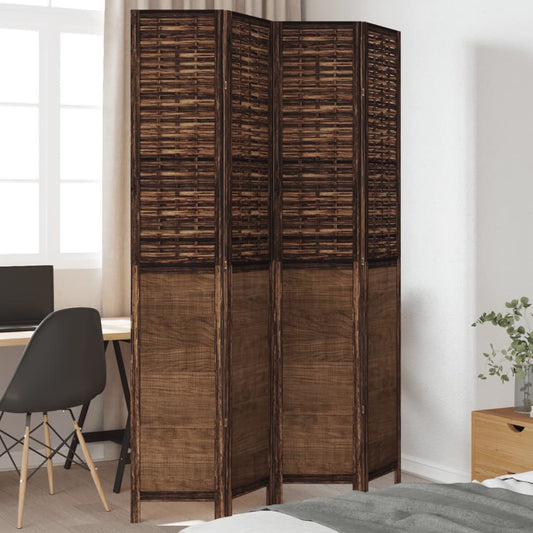 Kamerscherm met 4 panelen massief paulowniahout donkerbruin is nu te koop bij PeponiXL, paradijselijk wonen!