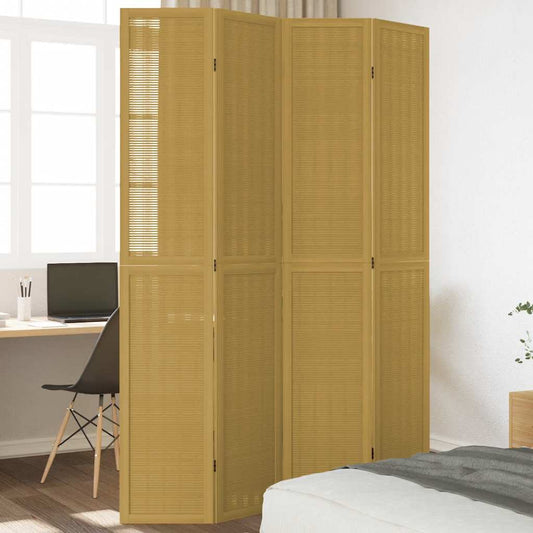 Kamerscherm met 4 panelen massief paulowniahout bruin is nu te koop bij PeponiXL, paradijselijk wonen!