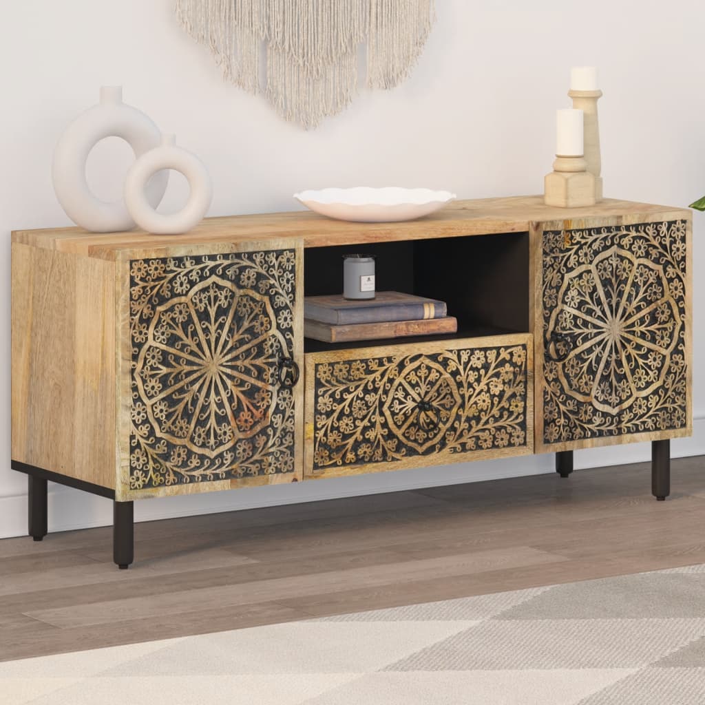 Tv-meubel 105x33x46cm massief mangohout is nu te koop bij PeponiXL, paradijselijk wonen!