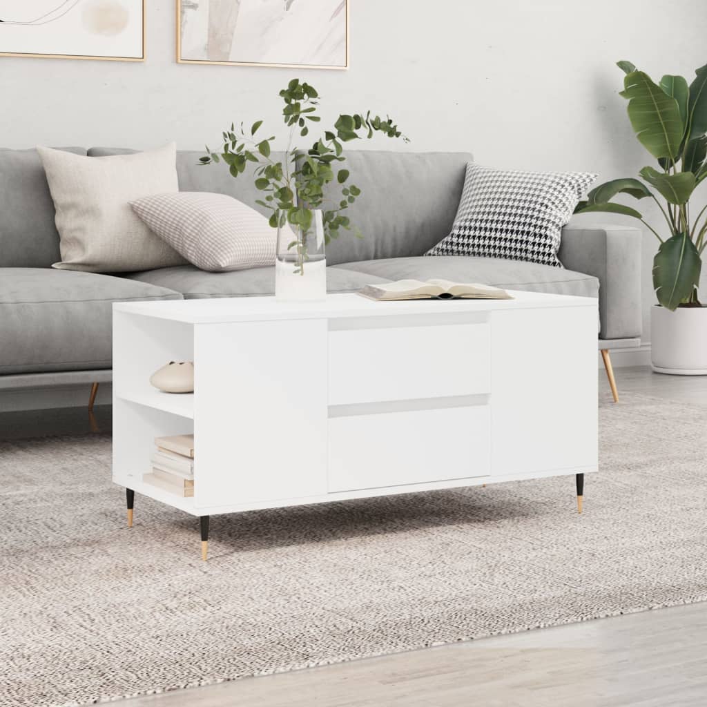 Salontafel 102x44,5x50 cm bewerkt hout wit is nu te koop bij PeponiXL, paradijselijk wonen!