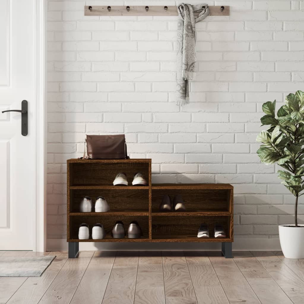 Schoenenkast 102x36x60 cm bewerkt hout bruin eikenkleur is nu te koop bij PeponiXL, paradijselijk wonen!