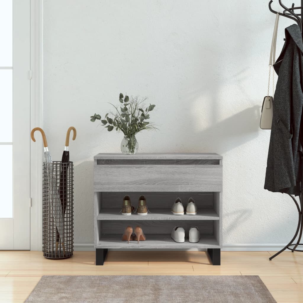 Schoenenkast 70x36x60 cm bewerkt hout sonoma grijs is nu te koop bij PeponiXL, paradijselijk wonen!