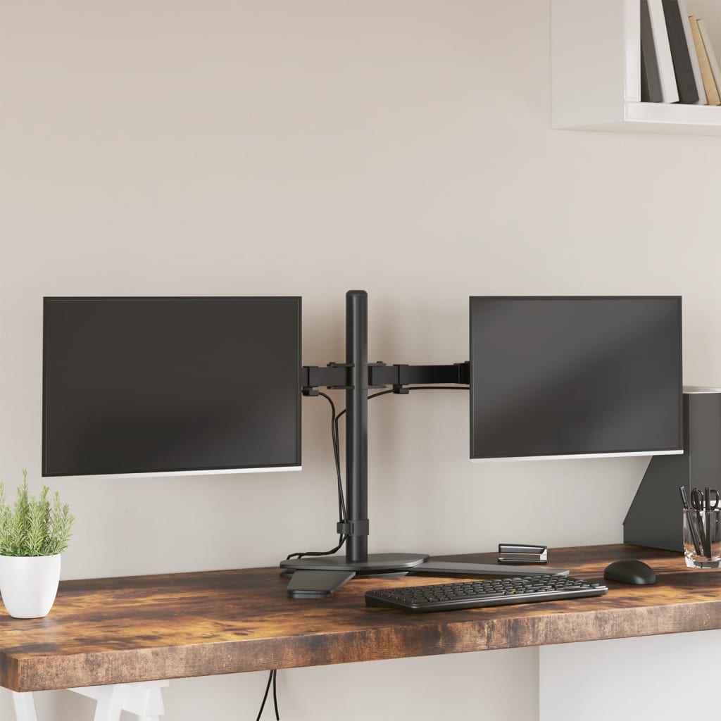 Monitorstandaard dubbel VESA 75/100 mm staal zwart is nu te koop bij PeponiXL, paradijselijk wonen!