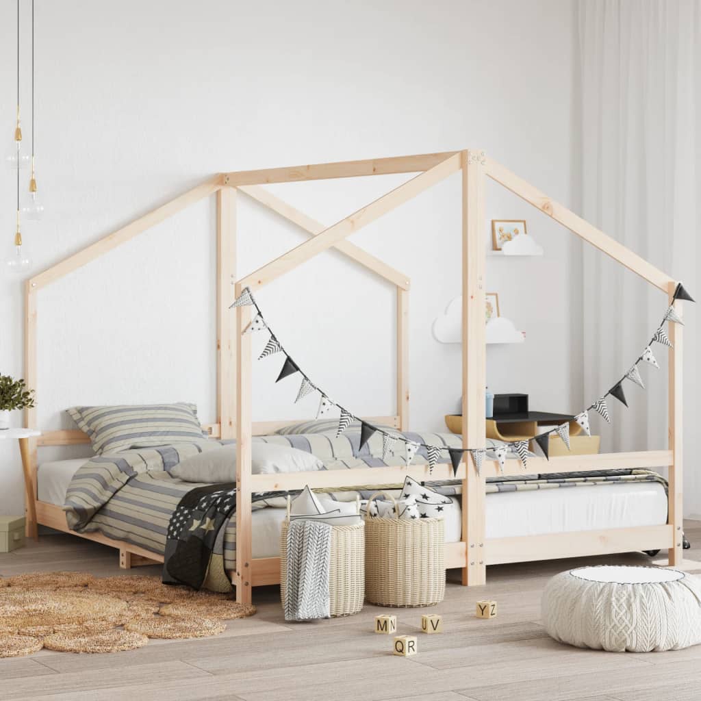 Kinderbedframe 2x(90x200) cm massief grenenhout is nu te koop bij PeponiXL, paradijselijk wonen!
