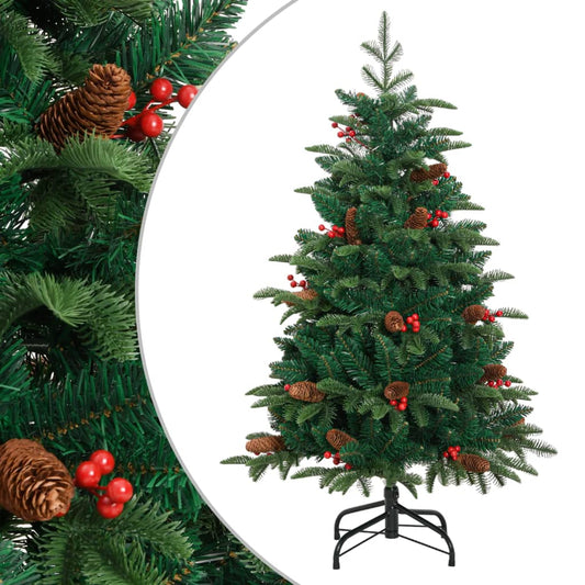 Kunstkerstboom met scharnieren dennenappels en bessen 150 cm is nu te koop bij PeponiXL, paradijselijk wonen!