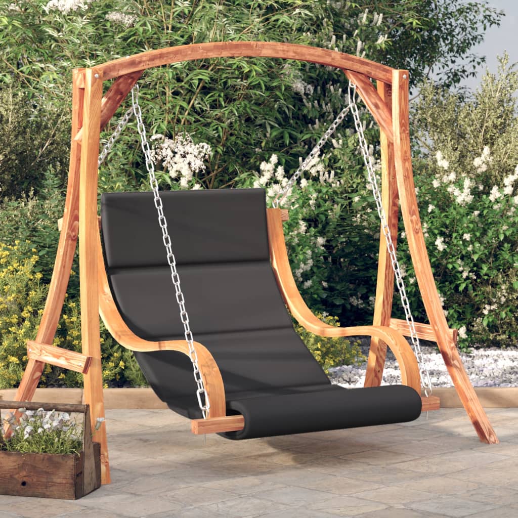 Schommelstoel met kussen massief vurenhout met teakafwerking is nu te koop bij PeponiXL, paradijselijk wonen!