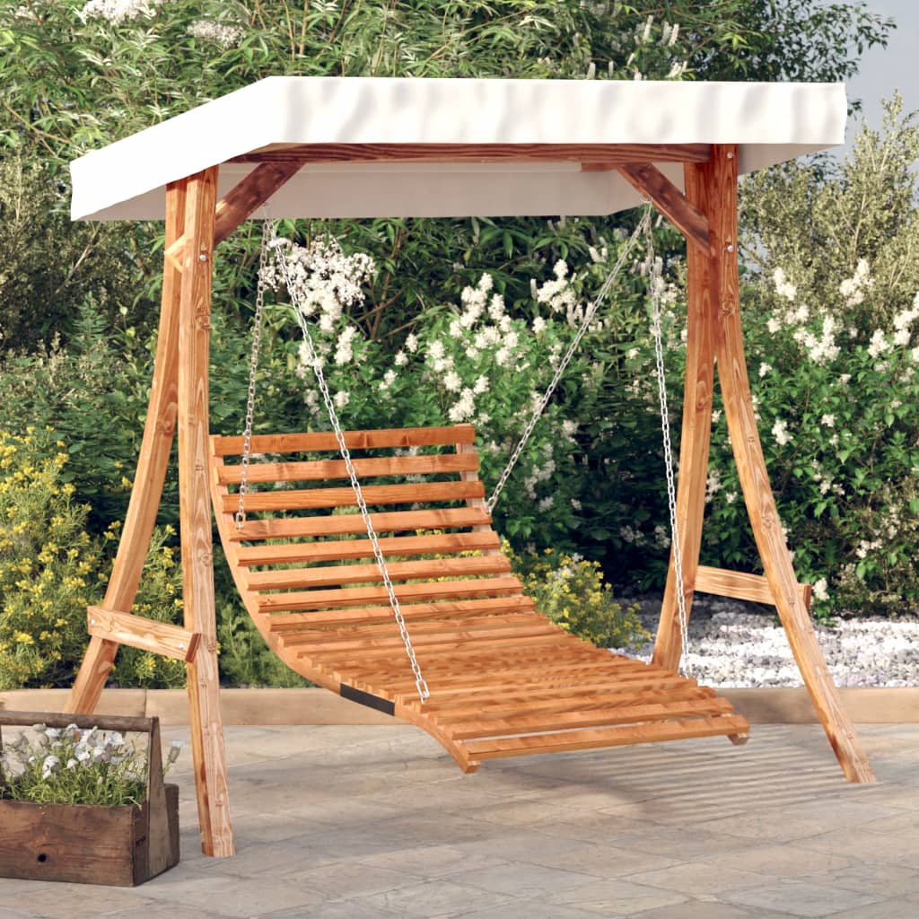 Schommelbed met luifel vurenhout met teak afwerking is nu te koop bij PeponiXL, paradijselijk wonen!