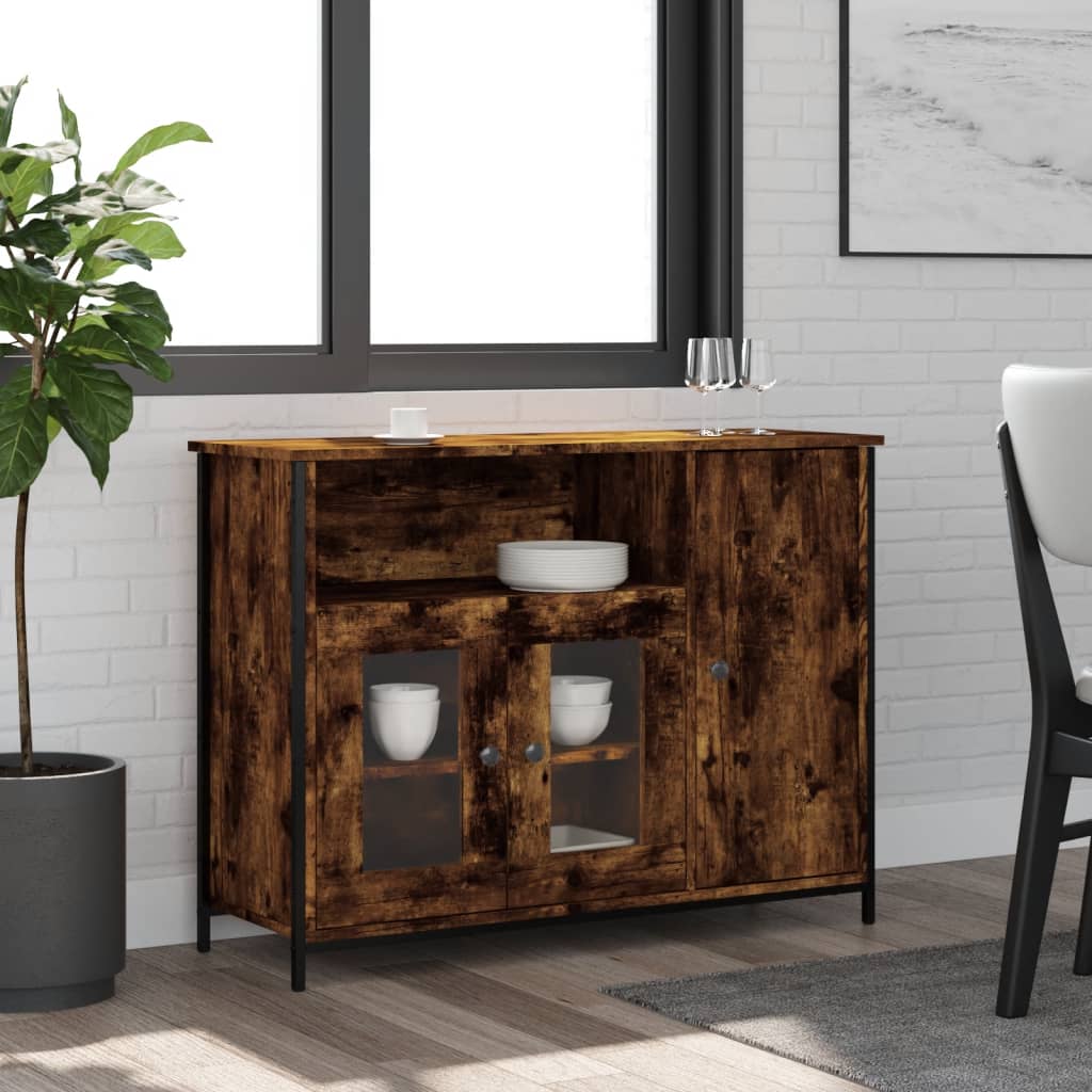 Dressoir 100x35x75 cm bewerkt hout gerookt eikenkleurig is nu te koop bij PeponiXL, paradijselijk wonen!
