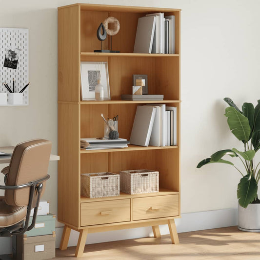 Boekenkast 4-laags OLDEN massief grenenhout bruin is nu te koop bij PeponiXL, paradijselijk wonen!