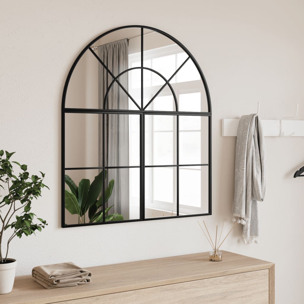 Wandspiegel boog 80x40 cm ijzer zwart is nu te koop bij PeponiXL, paradijselijk wonen!