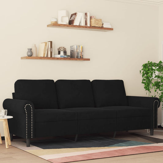 Driezitsbank 180 cm fluweel zwart is nu te koop bij PeponiXL, paradijselijk wonen!
