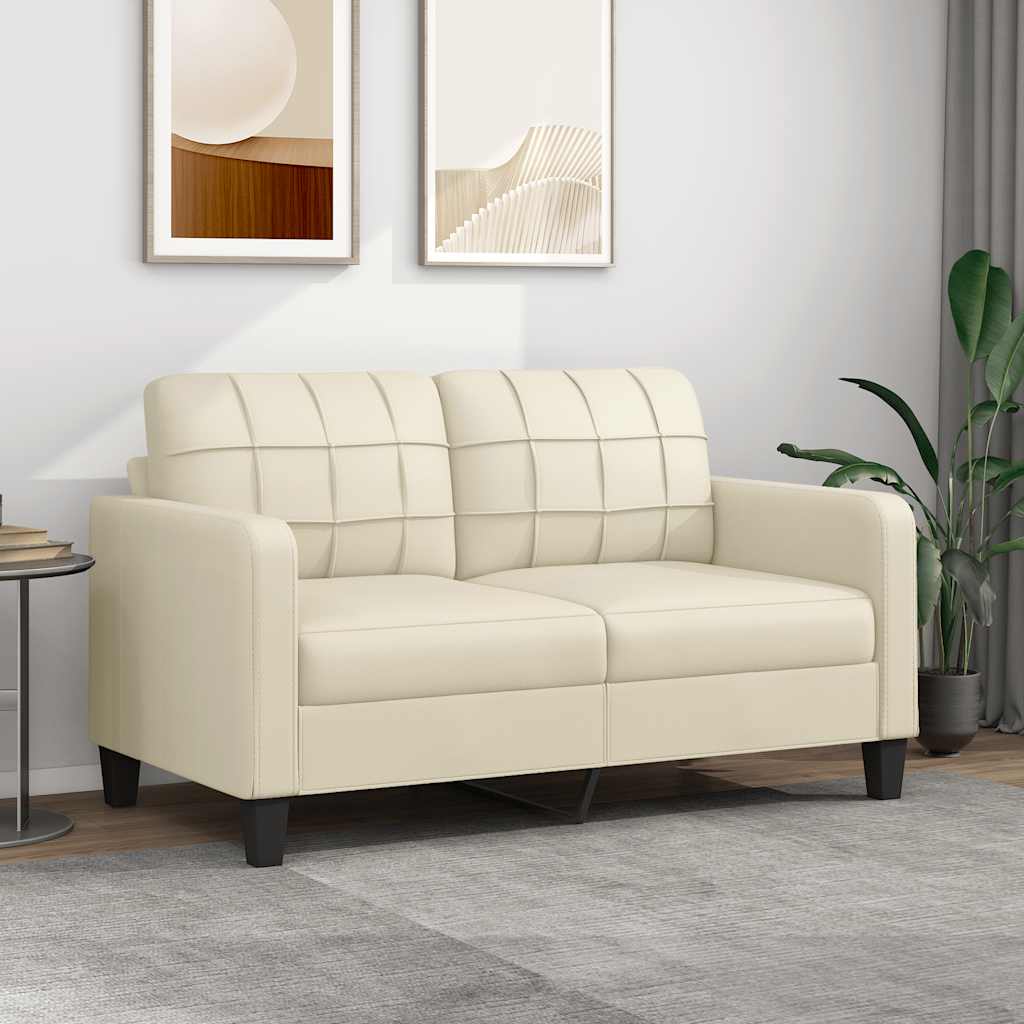 Tweezitsbank 140 cm kunstleer crèmekleurig is nu te koop bij PeponiXL, paradijselijk wonen!