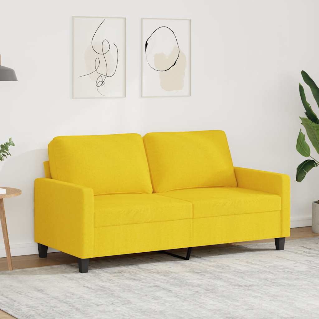 Tweezitsbank 140 cm stof lichtgeel is nu te koop bij PeponiXL, paradijselijk wonen!