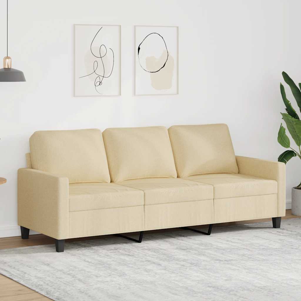 Driezitsbank 180 cm stof crèmekleurig is nu te koop bij PeponiXL, paradijselijk wonen!