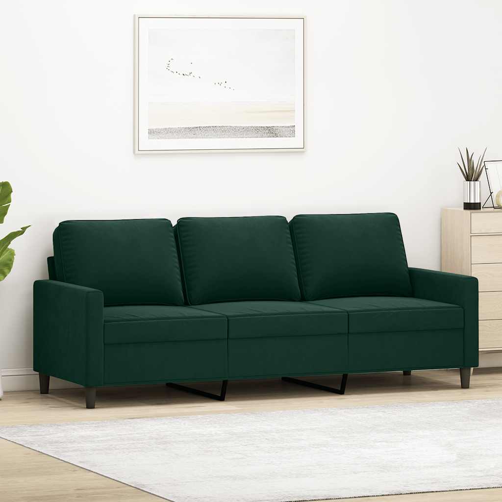 Driezitsbank 180 cm fluweel donkergroen is nu te koop bij PeponiXL, paradijselijk wonen!
