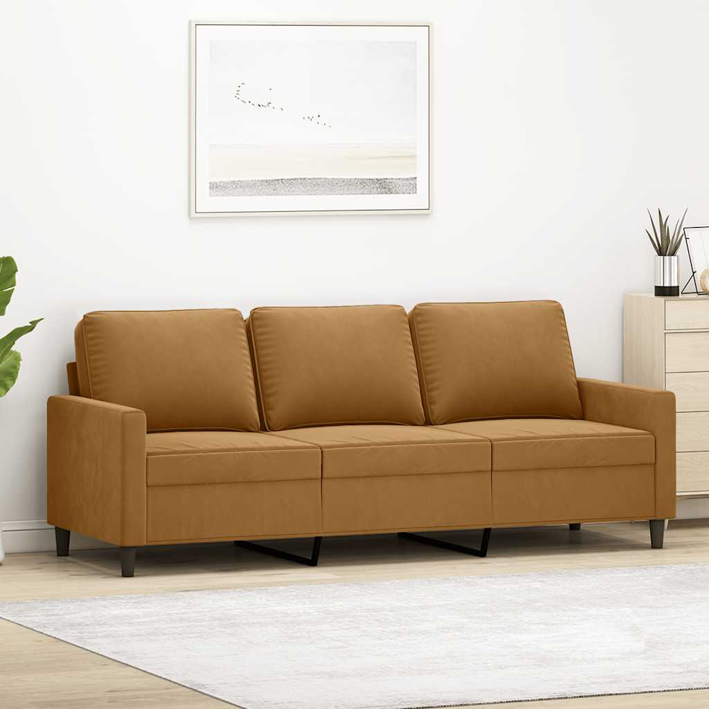 Driezitsbank 180 cm fluweel bruin is nu te koop bij PeponiXL, paradijselijk wonen!