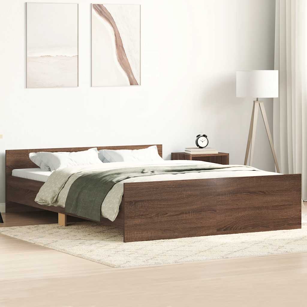 Bedframe hoofd- en voeteneinde bruin eikenkleur 140x200 cm is nu te koop bij PeponiXL, paradijselijk wonen!