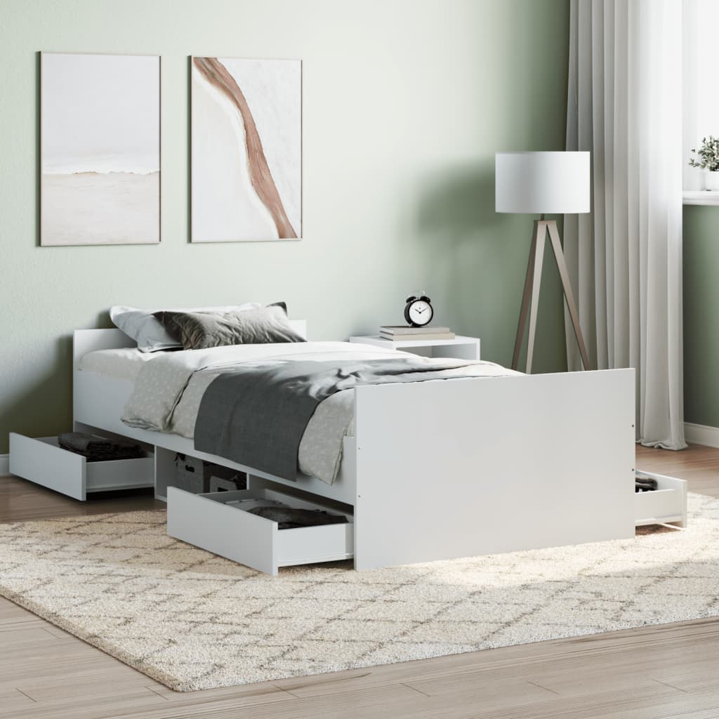 Bedframe met hoofd- en voeteneinde wit 90x190 cm is nu te koop bij PeponiXL, paradijselijk wonen!