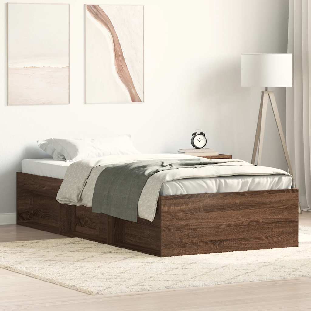 Bedframe bruin eikenkleur 100x200 cm is nu te koop bij PeponiXL, paradijselijk wonen!