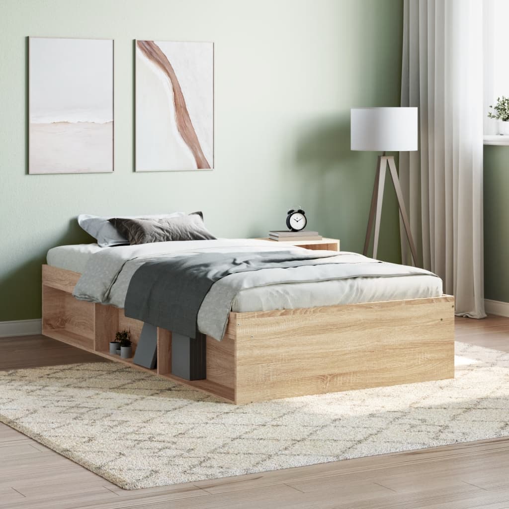 Bedframe sonoma eikenkleurig 90x190 cm is nu te koop bij PeponiXL, paradijselijk wonen!