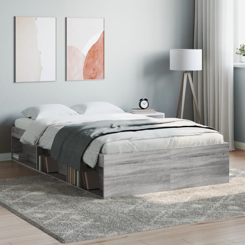 Bedframe grijs sonoma eikenkleurig 120x200 cm is nu te koop bij PeponiXL, paradijselijk wonen!