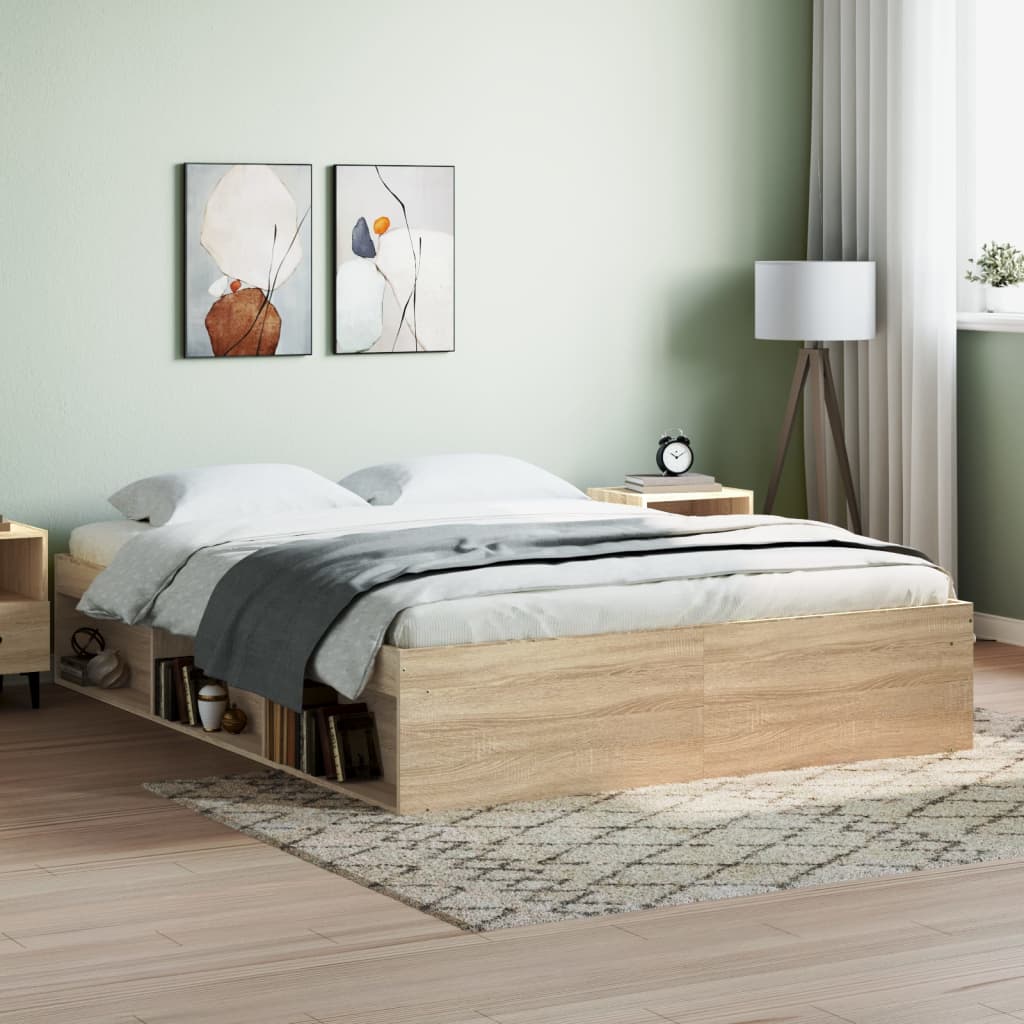 Bedframe sonoma eikenkleurig 150x200 cm King Size is nu te koop bij PeponiXL, paradijselijk wonen!