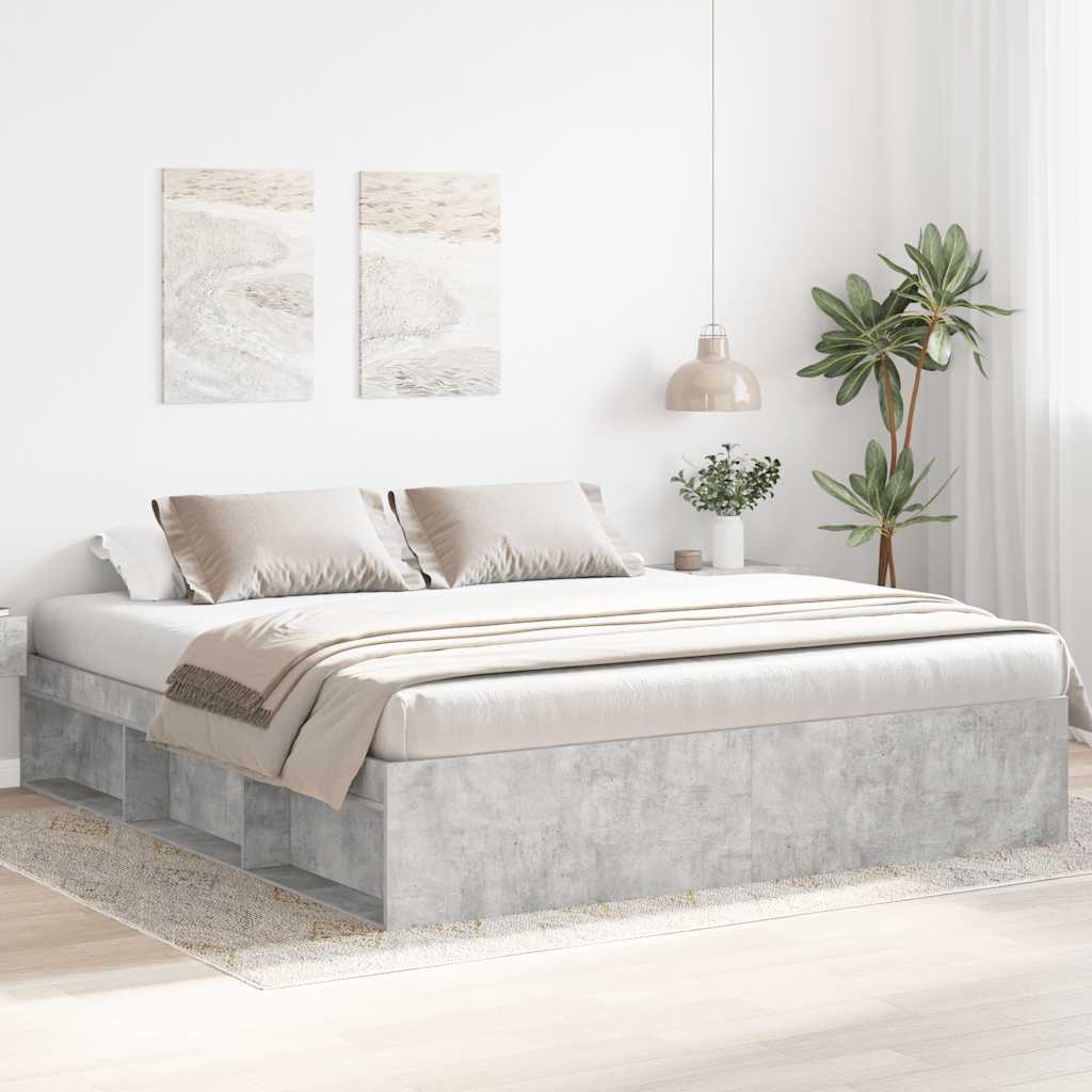 Bedframe betongrijs 200x200 cm is nu te koop bij PeponiXL, paradijselijk wonen!
