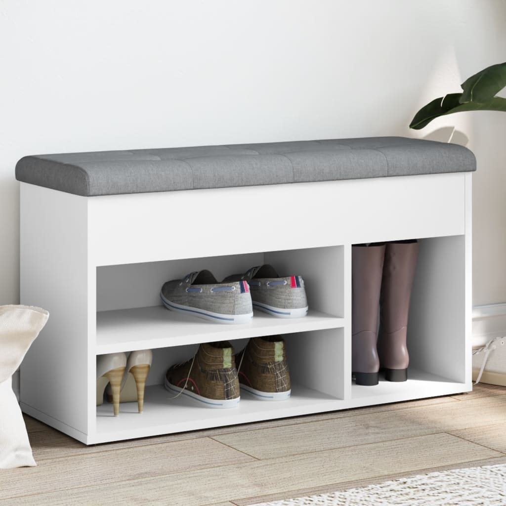 Schoenenbank Wit 82x32x45,5 cm Bewerkt Hout is nu te koop bij PeponiXL, paradijselijk wonen!