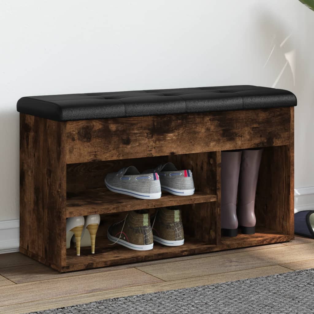 Schoenenbank 82x32x45,5 cm bewerkt hout gerookt eikenkleurig is nu te koop bij PeponiXL, paradijselijk wonen!