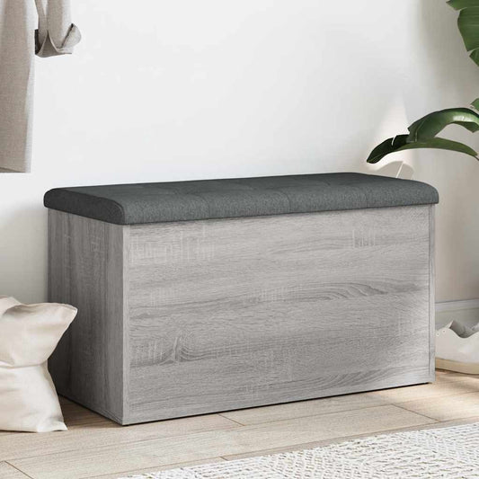 Opbergbankje 82x42x45 cm bewerkt hout grijs sonoma eikenkleurig is nu te koop bij PeponiXL, paradijselijk wonen!