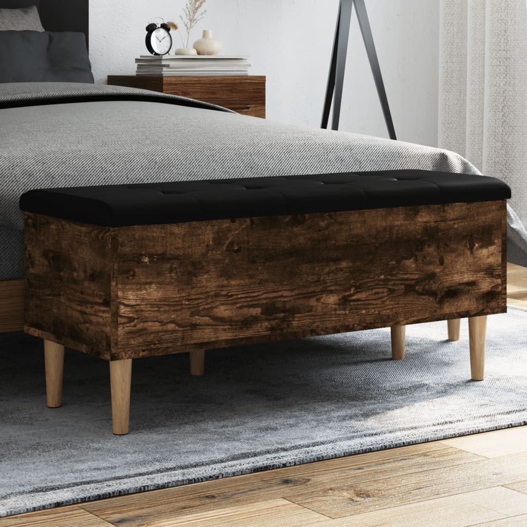 vidaXL Opbergbankje 102x42x46 cm bewerkt hout gerookt eikenkleurig